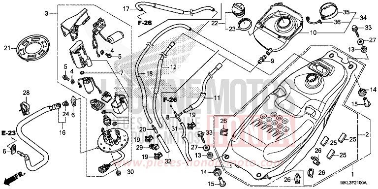 RESERVOIR A CARBURANT/POMPE A CARBURANT de NC750X "Méca" MAT PEARL GLARE WHITE (NHB54) 2019